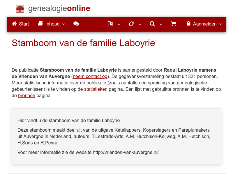 Screenshot van website