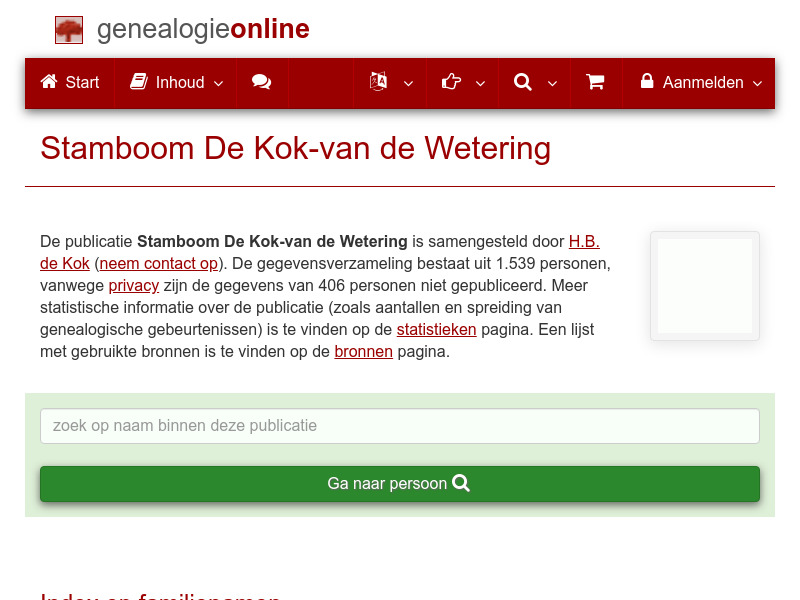 Screenshot van website