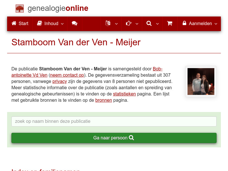 Screenshot van website