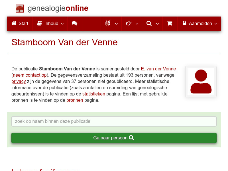 Screenshot van website