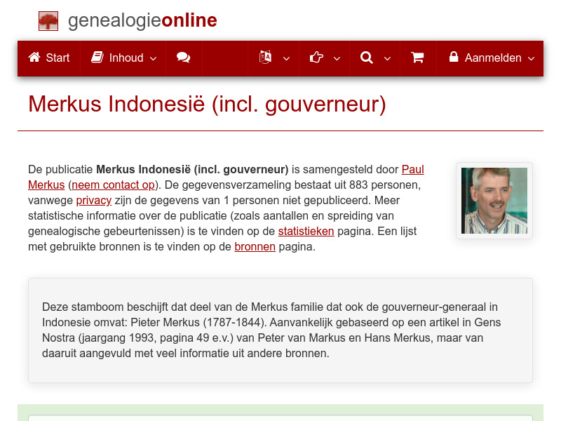 Screenshot van website
