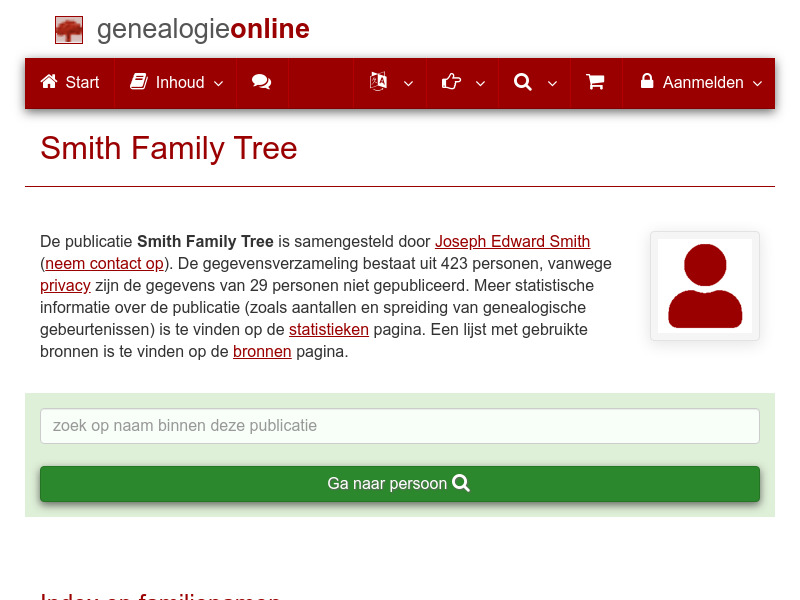 Screenshot van website