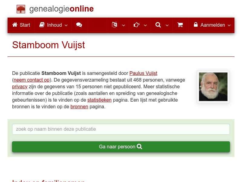 Screenshot van website