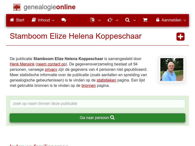 Screenshot van website