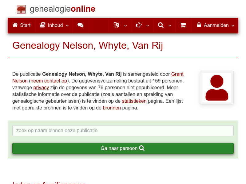 Screenshot van website