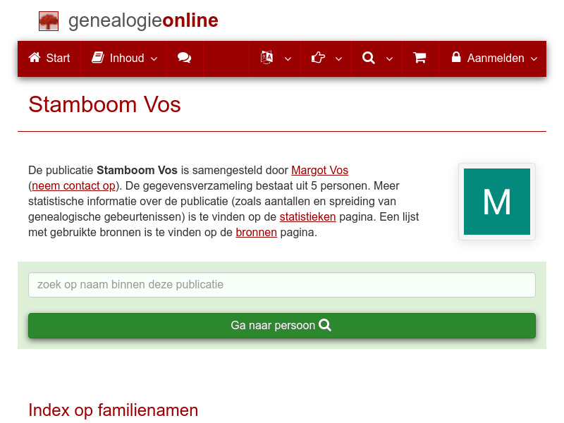 Screenshot van website