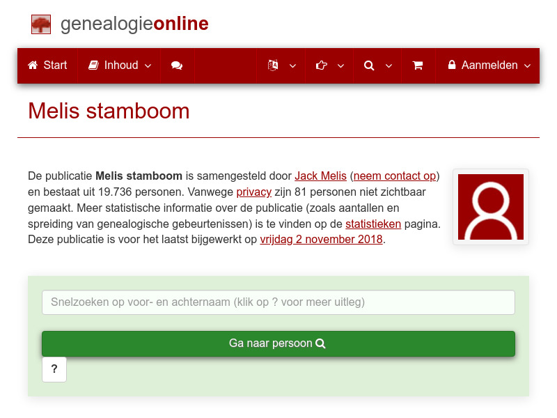 Screenshot van website