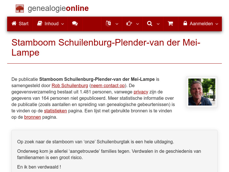 Screenshot van website