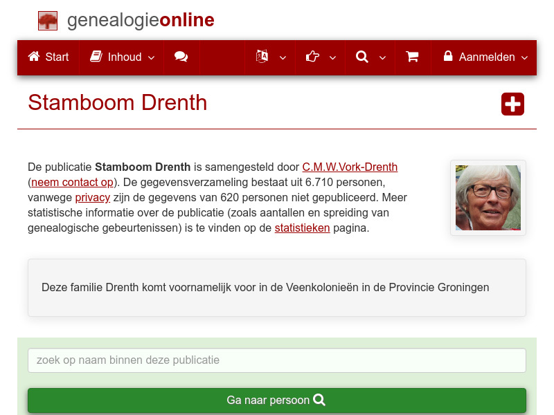 Screenshot van website