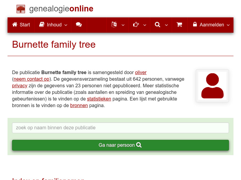 Screenshot van website