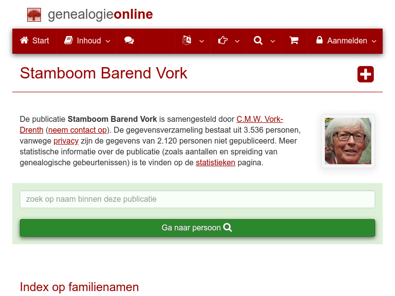 Screenshot van website