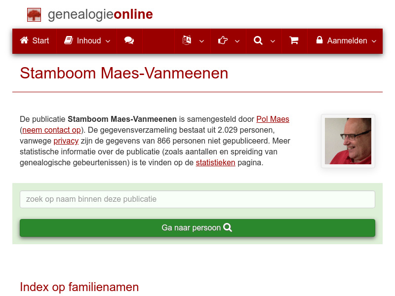 Screenshot van website