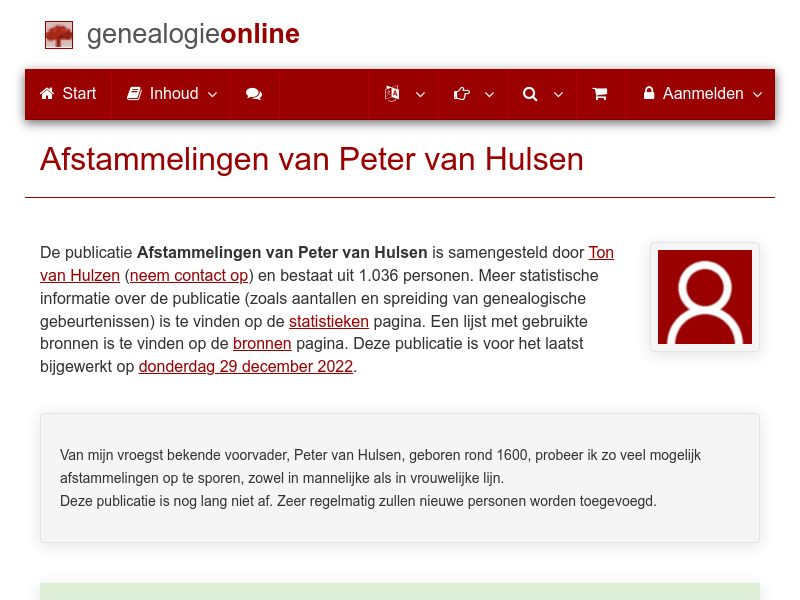 Screenshot van website