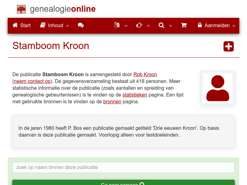 Screenshot van website