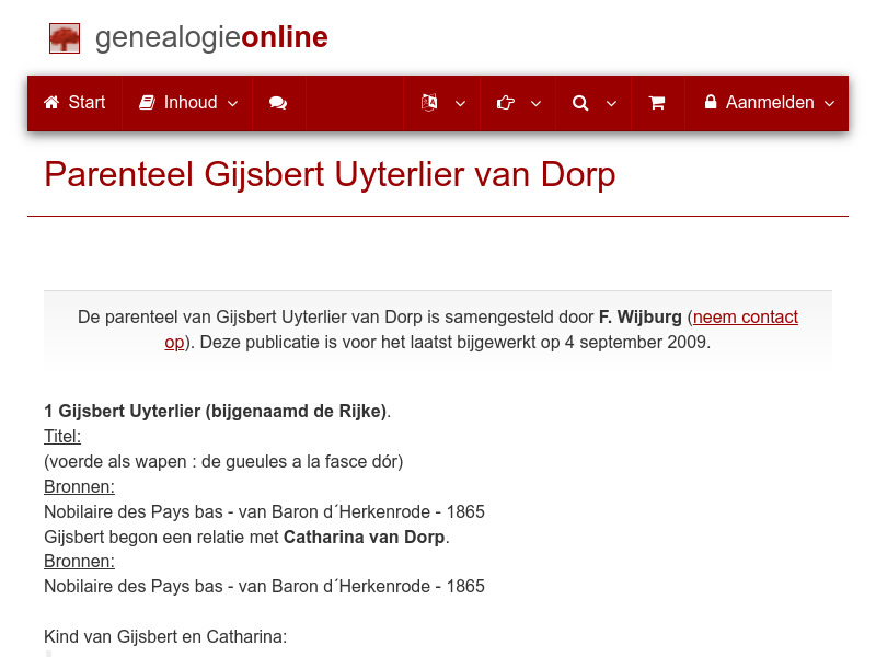 Screenshot van website