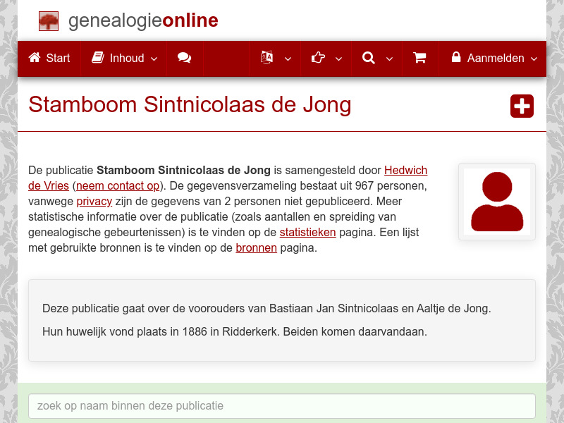 Screenshot van website