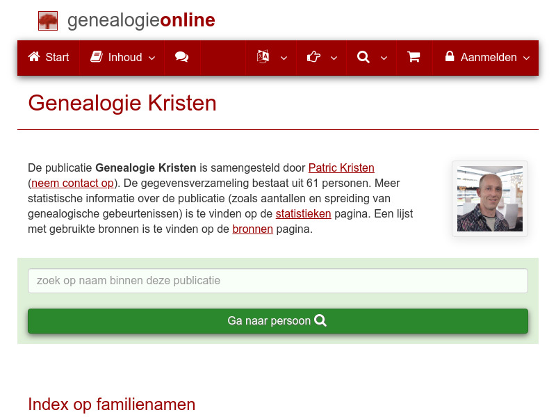 Screenshot van website