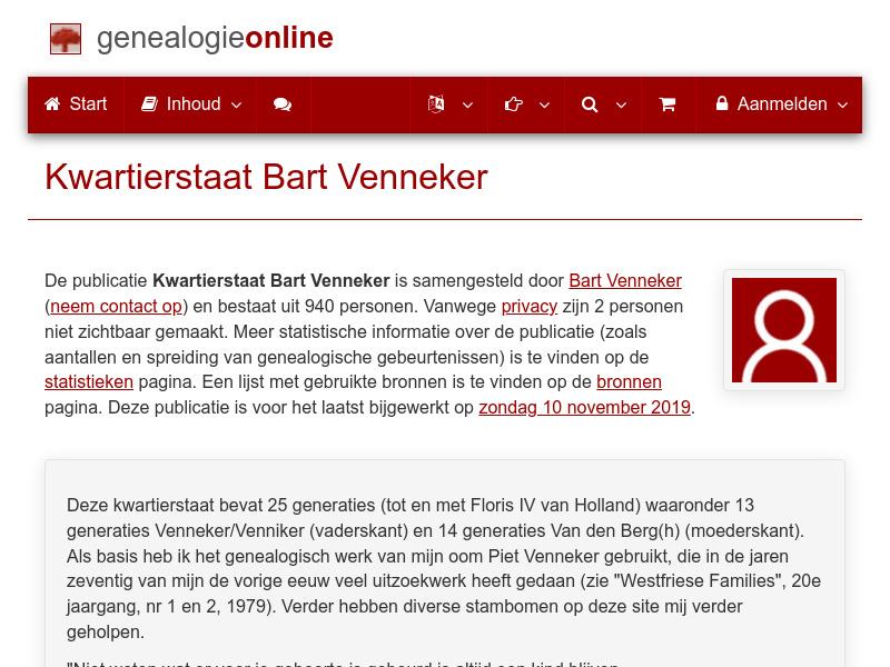 Screenshot van website