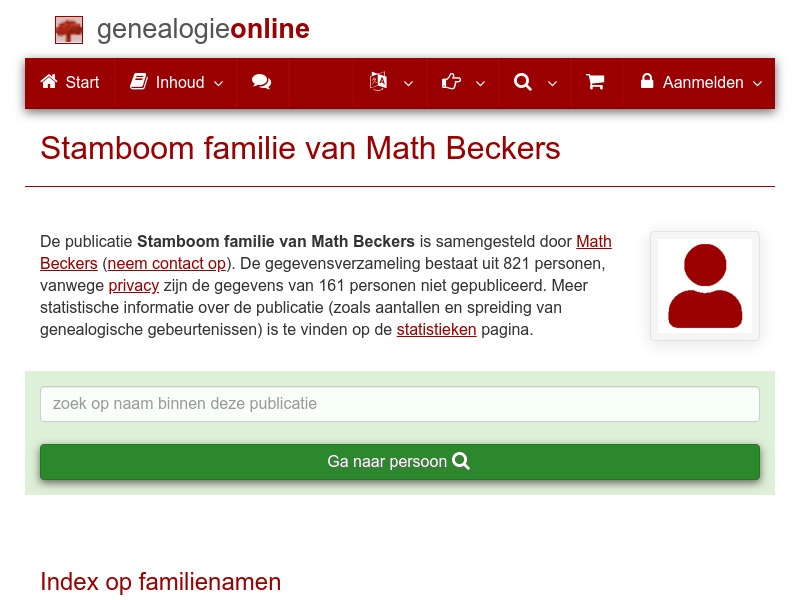 Screenshot van website