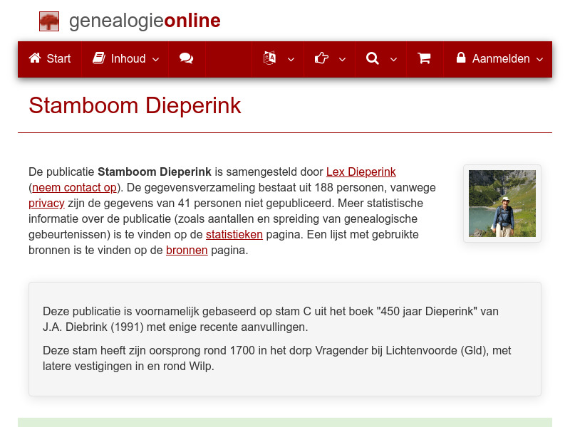 Screenshot van website