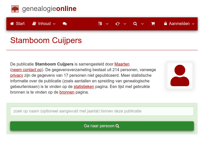 Screenshot van website
