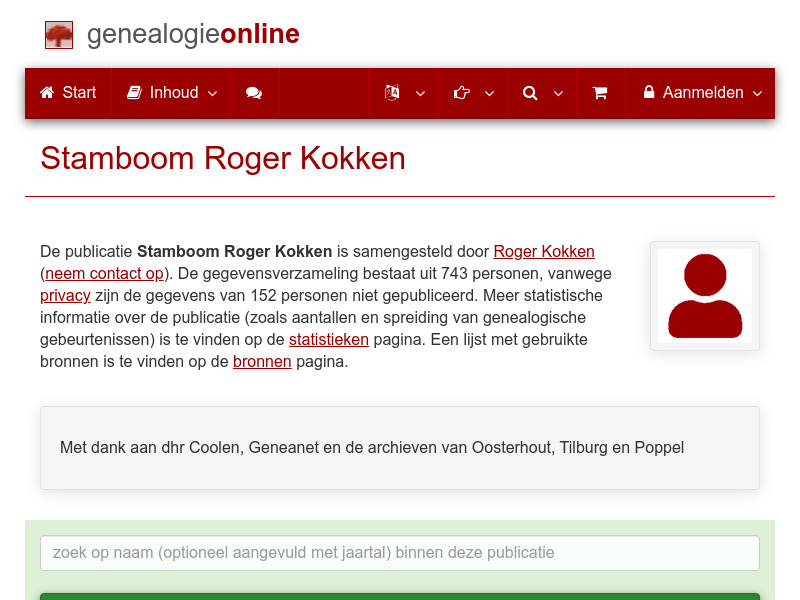 Screenshot van website