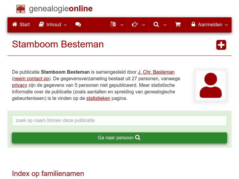 Screenshot van website