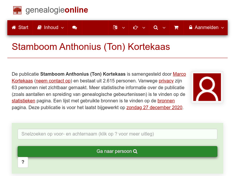 Screenshot van website