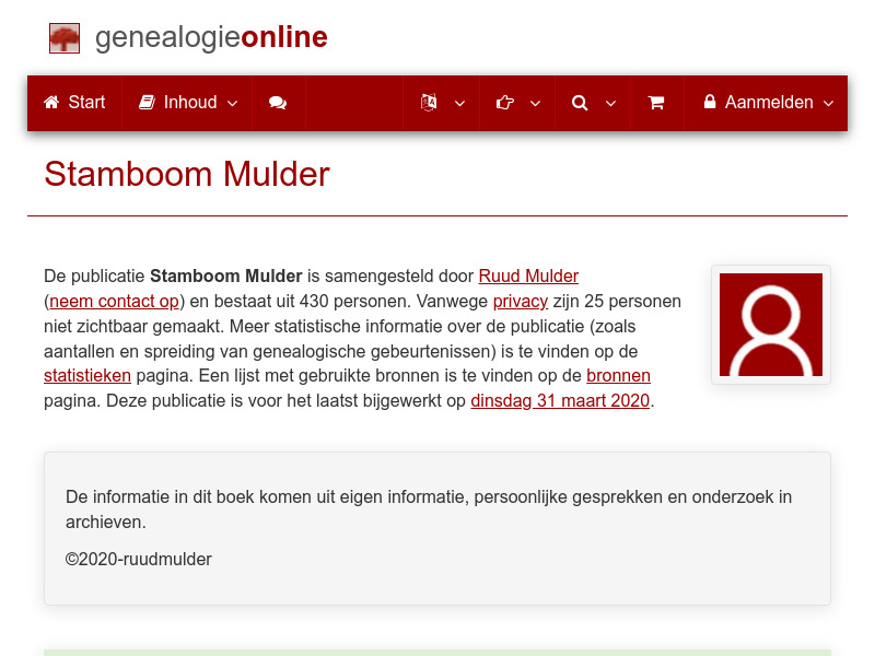 Screenshot van website