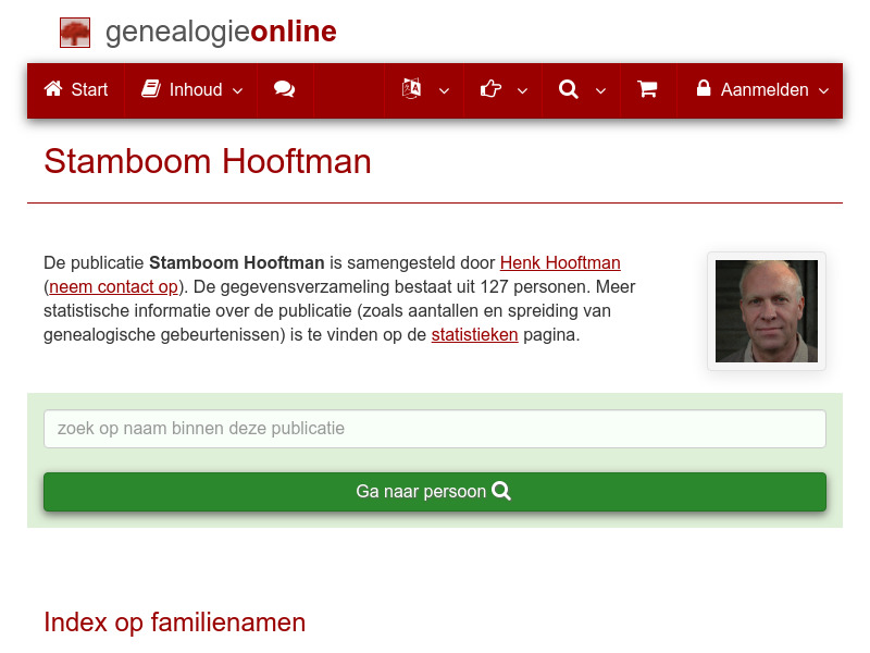 Screenshot van website