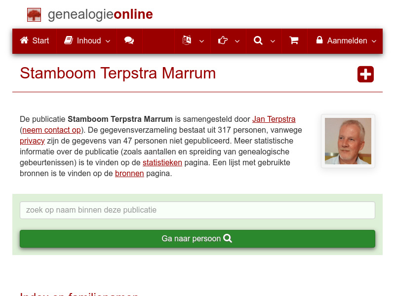 Screenshot van website