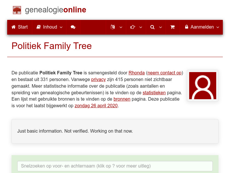Screenshot van website