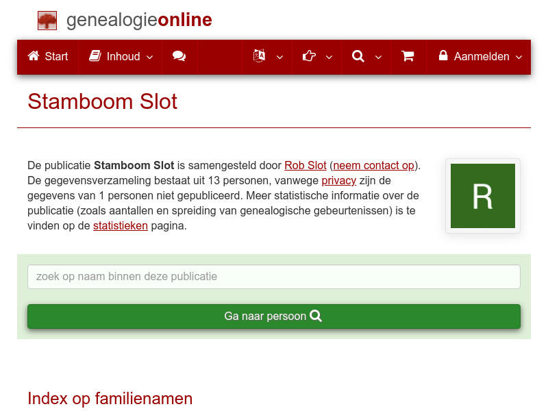 Screenshot van website