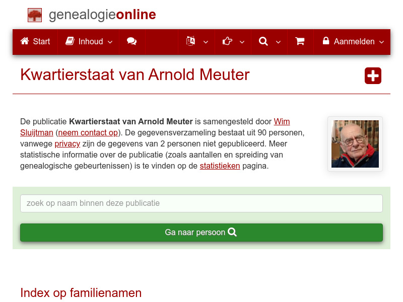 Screenshot van website