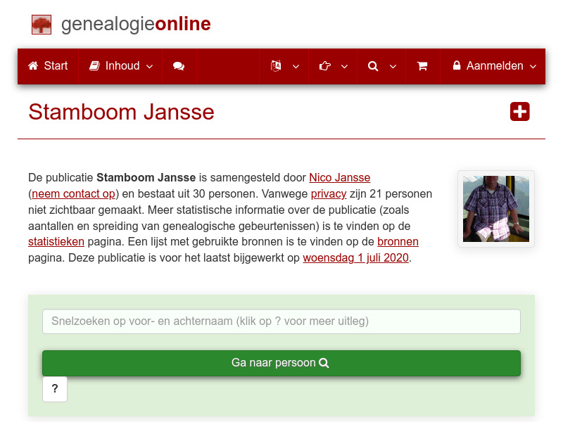 Screenshot van website
