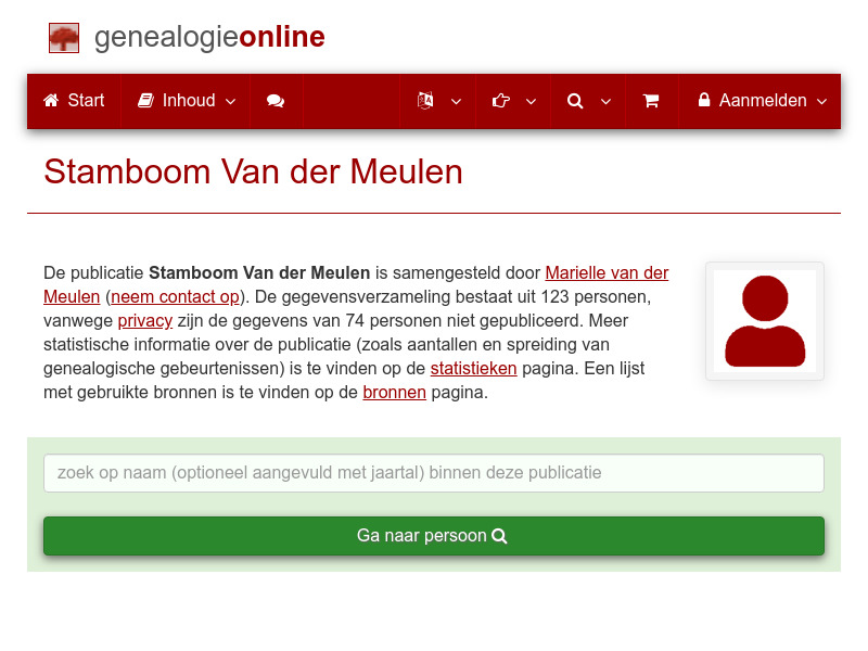 Screenshot van website