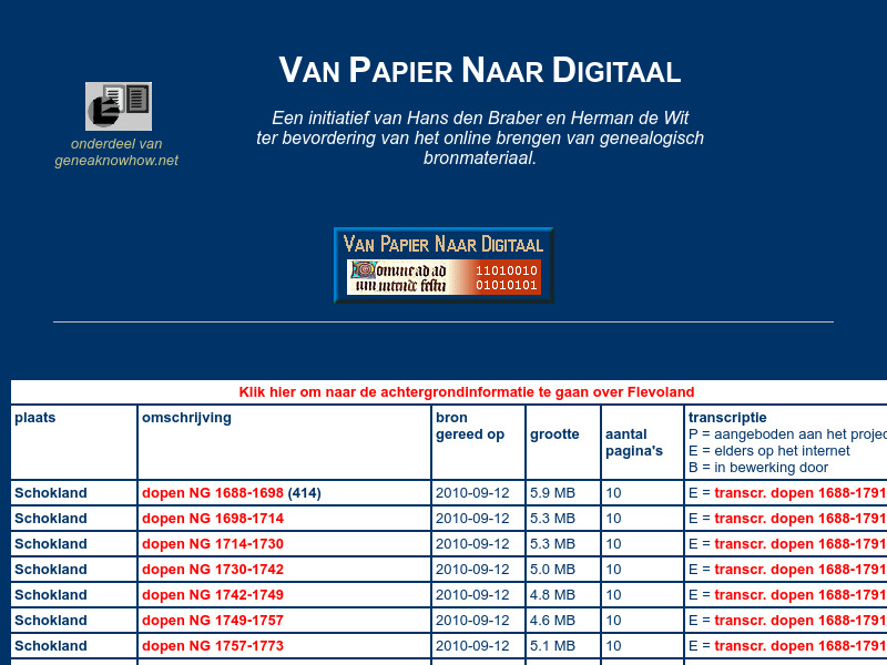 Screenshot van website