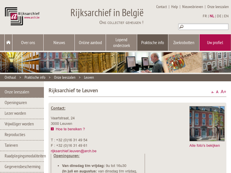 Screenshot van website