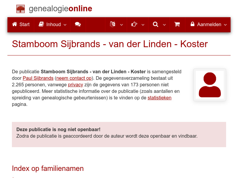 Screenshot van website