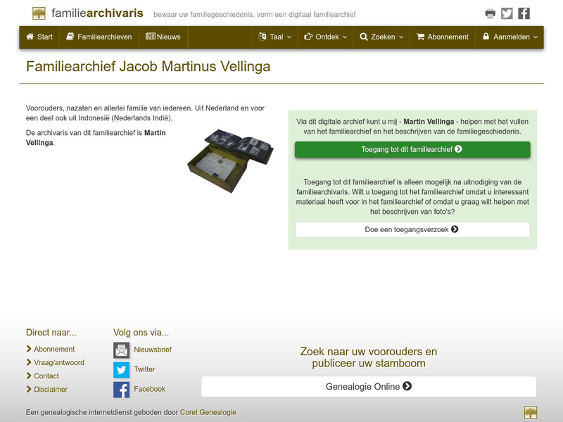 Screenshot van website
