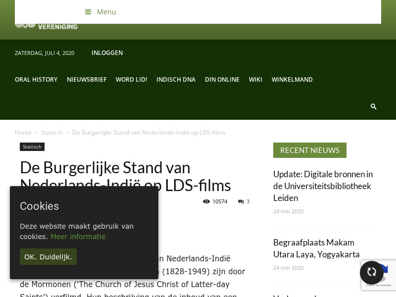 Screenshot van website