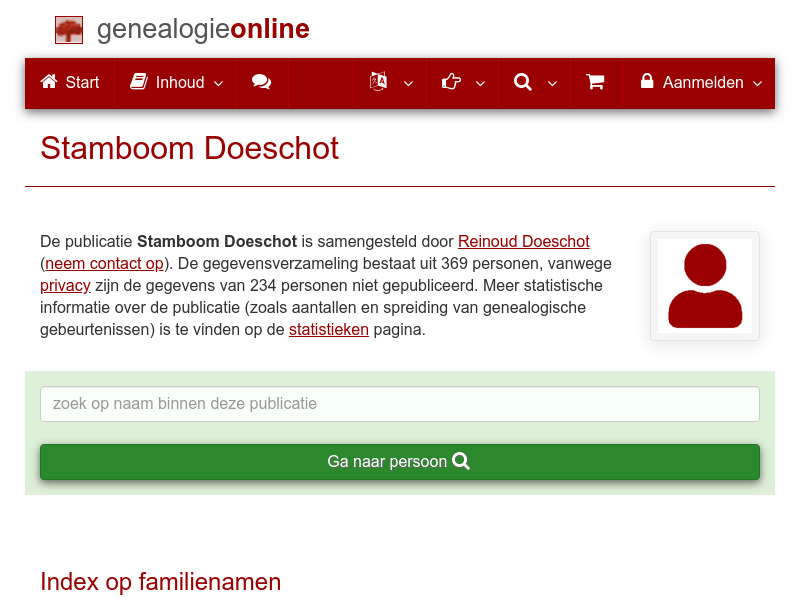 Screenshot van website
