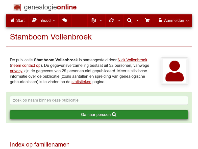 Screenshot van website
