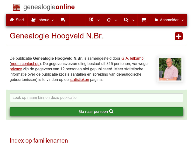 Screenshot van website