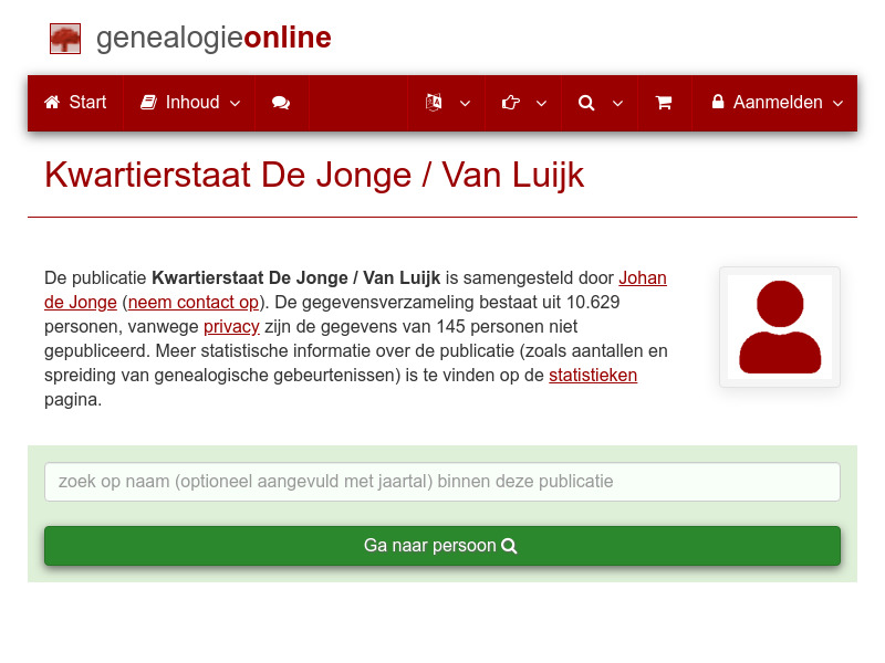 Screenshot van website
