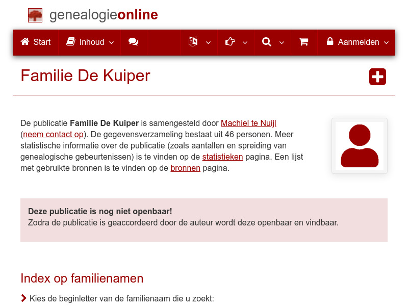 Screenshot van website