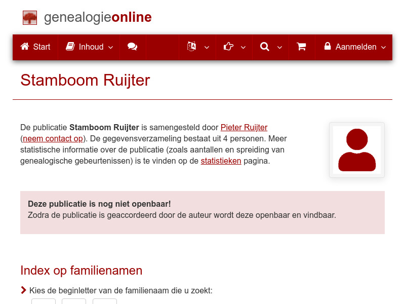 Screenshot van website