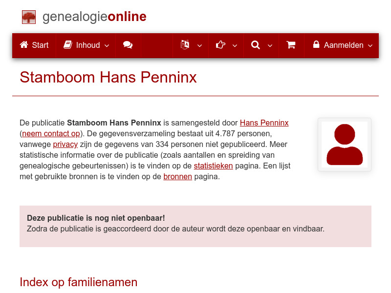 Screenshot van website