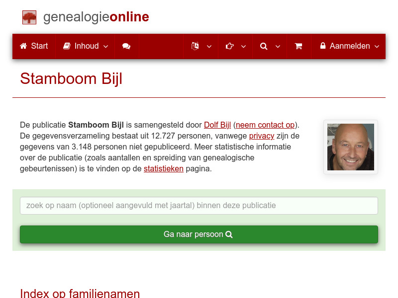 Screenshot van website