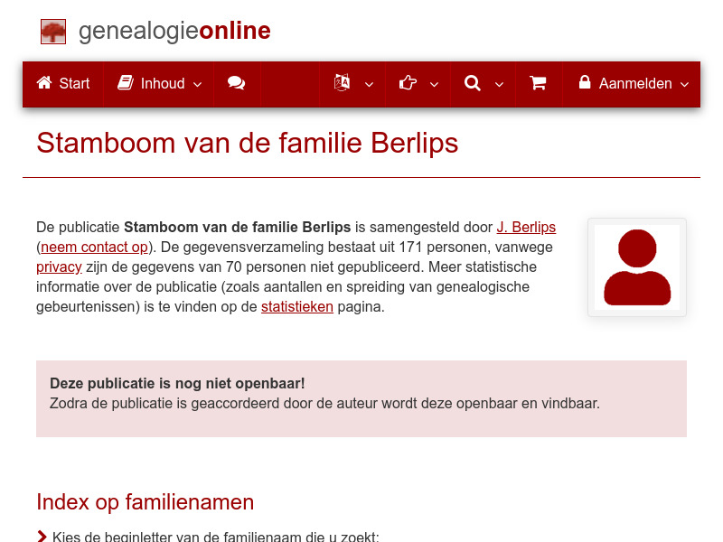 Screenshot van website